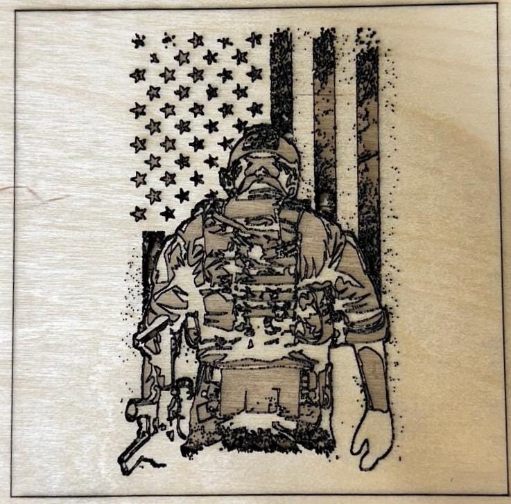 🇺🇸 Patriotic Laser Engraved Wood Sign | American Flag | Veteran Gift | Rustic Home Decor | USA Wall Art