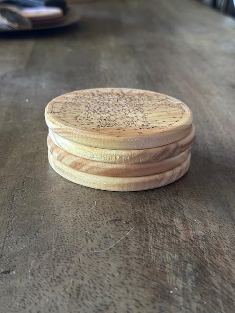 🪵 Custom Engraved Wood Coasters | Personalized Drink Coasters | Set of 4 | Custom Gifts for Home, Bar, or Office
