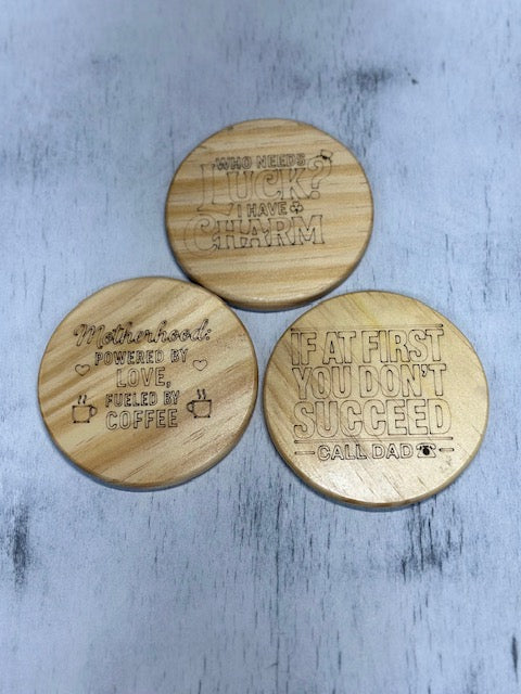 🪵 Custom Engraved Wood Coasters | Personalized Drink Coasters | Set of 4 | Custom Gifts for Home, Bar, or Office
